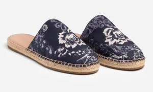 Johnny Was Navy Floral Espadrille Mules thumbnail 1