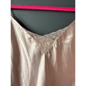 Linea Donatella Pale Pink Satin Slip Dress with Lace Detail Size Large thumbnail 3