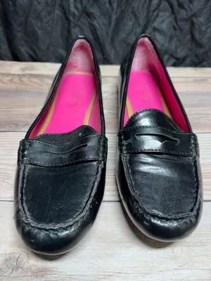 CHAPS Women’s Shoes Slip On Shoes Black Leather Round Toe Casual thumbnail 1