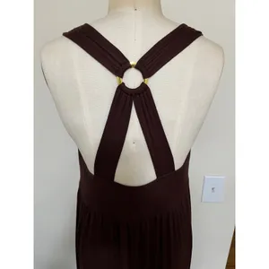 NWT Y2K M Forever 21 Brown Maxi Dress Empire Boho Coastal Cowgirl Minimalist thumbnail 6