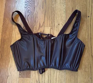 Victoria's Secret Brown Faux Leather Bralette large thumbnail 1