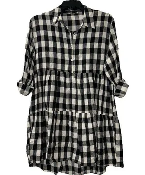 Lovestitch Black/White Plaid Tunic/Dress Women’s Medium thumbnail 1