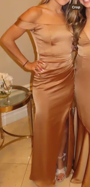 Gold Dress David's Bridal Bridesmaid thumbnail 1