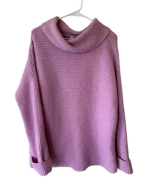 Pilcro Long Sleeve Knitted Cowl Neck Pullover Sweater Pink Women's Size Large thumbnail 1