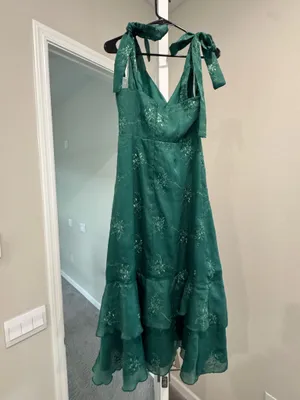 Green Ruffled Midi Lulus Dress thumbnail 2