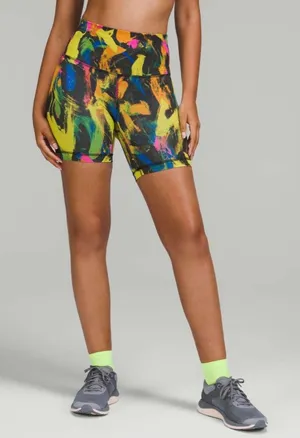 Lululemon Wunder Train High Rise Short Size 8 Undertone Black Multi Biker thumbnail 1