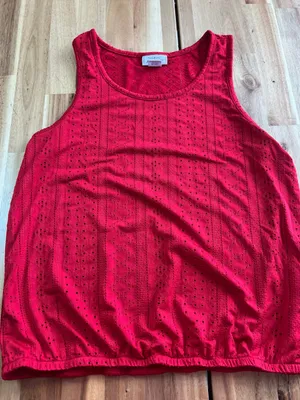 Ariat Smith Silvis Tank Top Red Eyelet Western Sleeveless Blouse Medium thumbnail 1