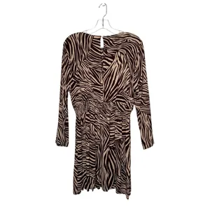 H&M Women's Zebra Print Long Sleeve Cinched Waist Mini Dress Size 14 thumbnail 8