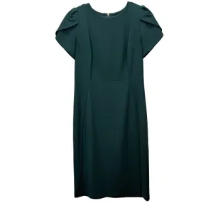 Calvin Klein Dark Green Tulip Sleeve Stretch Crepe Sheath Dress‎ Size 6 thumbnail 4