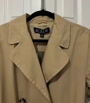 NOWT J. Crew Relaxed Heritage Chino Tan Trench Coat 100% Cotton (Size XXS) thumbnail 6