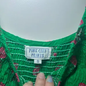 Pink City Prints Women's Parakeet Blossom Angelina Dress In Green women's small thumbnail 5