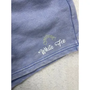 White Fox Sweat‎ Shorts Womens L Blue Rainbow Logo Drawstring Loungewear Cozy thumbnail 3