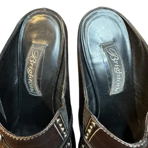 Brighton Shoes Womens Size 7 Brown Leather Studded Mule Kitten Heels Western thumbnail 3