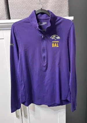 NFL Under Armour Baltimore Ravens Combine Authentic 1/4 Zip Pullover Women's L thumbnail 1