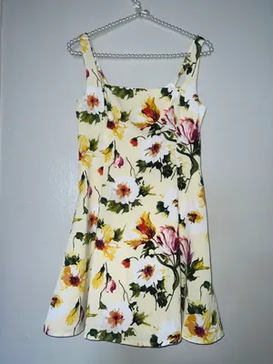 Abercrombie Fit & Flare Squareneck Mini Dress in Yellow thumbnail 2
