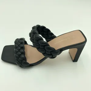 BCBGeneration FINAA Black Braided Block Heeled Sandals Size 10 thumbnail 6