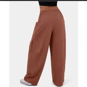Halara Rust Wide-Leg Pants with Pockets Medium High waist Cargo Pull on thumbnail 2