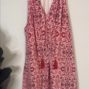C & E Red Patterned Sleeveless tassel Dress Large thumbnail 5