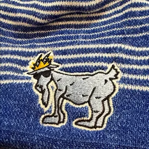 GOAT royal blue Striped Pom-Pom Beanie unisex thumbnail 2