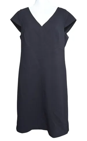 Talbots Sheath Dress Womens Size 12 Black V-Neck Cap Sleeve Professional LBD thumbnail 1