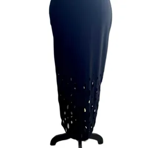 Trouve‎ Black Laser Cut Out Sleeveless Bodycon Midi Dress Goth Party LBD Size XS thumbnail 3