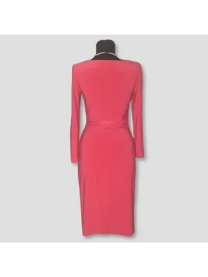 Ralph Lauren Midi Dress coral Pink Derby elegant wedding guest Old Money glam S thumbnail 2