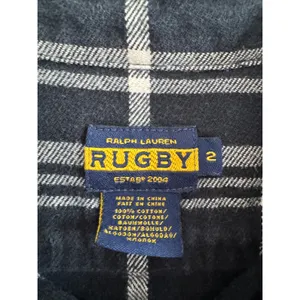 Ralph Lauren Rugby Womens Black White Plaid Flannel Button Down Shirt Size 2 thumbnail 3