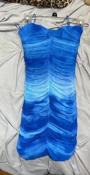 ZARA Blue Pattern Mini Dress thumbnail 1