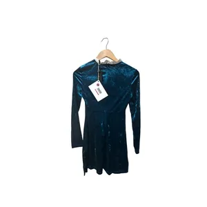 Maje Randy Blue Velvet Long Sleeve‎ Dress Size 2 thumbnail 9