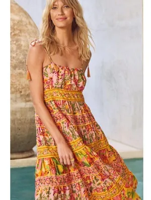 💕FARM RIO💕 Mixed Fruits Paradise Midi Dress ~ Small S NWT thumbnail 7
