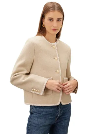 DUNST Beige Tweed Boucle Jacket in Small Womens Wool Jacket thumbnail 1