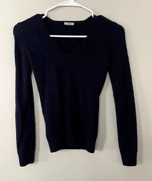J.Crew dark navy blue sweater v-neck knit top classic comfortable shirt‎ thumbnail 1