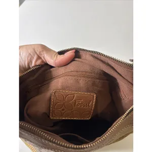 VTG Fossil Suede/Leather Snake Patchwork Shoulder‎ Crossbody HOBO Bag Purse BOHO thumbnail 9