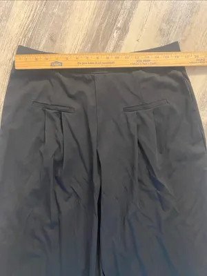 NWT OGL Drapey Bamboo Ponte Mid Rise Wide Leg w Pockets Black LARGE (10-12) thumbnail 2