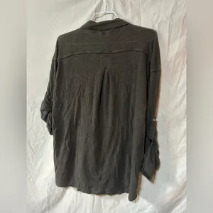 We The Free Free People Shirt Womens Green Top Linen Blend Woven Roll-Tab Sleeves XS thumbnail 4
