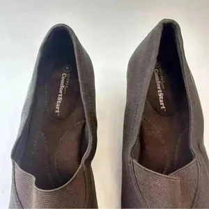 George Heels‎ Womens 6 Comfort Start Loafers Pumps Wedge Black Fabric Slip On thumbnail 3
