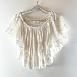 Maeve Anthropologie Ruffle Swing Top Blouse White Small thumbnail 4