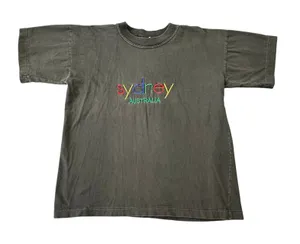 Vintage Sydney Australia Embroidered T-Shirt Faded Black Single Stitch 90s Style thumbnail 1