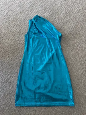 Amazon One sleeve aqua blue mini dress thumbnail 4