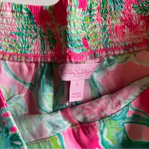 Lilly Pulitzer Pink and Green Floral Scalloped Shorts thumbnail 5