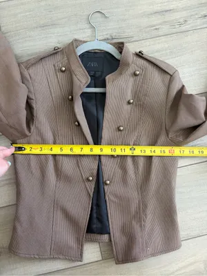 ZARA Buttoned Short Military Style Cropped Blazer Jacket Brown Vigore M thumbnail 8