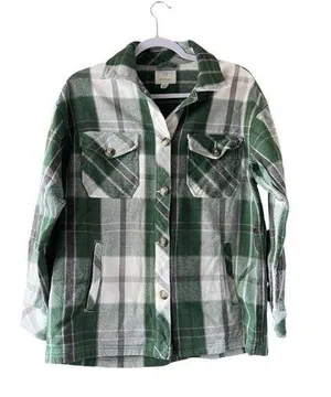 Offline by Aerie XS Plaid Green & White Jacket Shacket Oversized Women’s Layers thumbnail 1