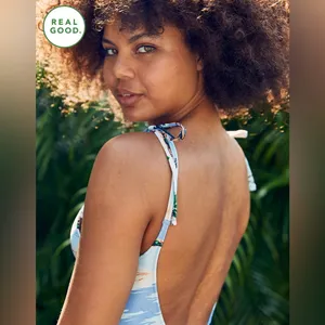 Aerie V One Piece Swimsuit Sunfade Teal NWT thumbnail 3