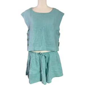 Free People Bohemian Beachy Skye Mini Skirt & Top Set Aqua Blue Small NWT thumbnail 6