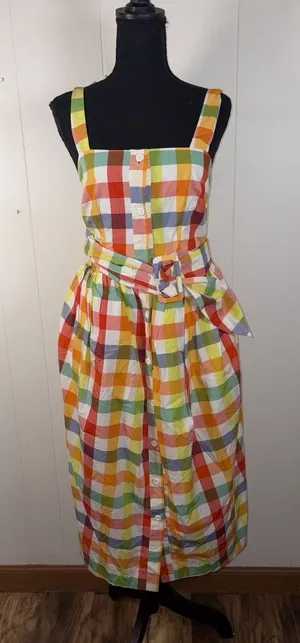 Christopher John Rogers for Target Plaid‎ Wide Strap Tie Waist Dress Size 2 NWT thumbnail 1