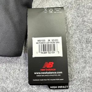 New Balance NB Power X Zip Front Bra Black High‎ Impact WB01033 Women's S (D-DD) thumbnail 2