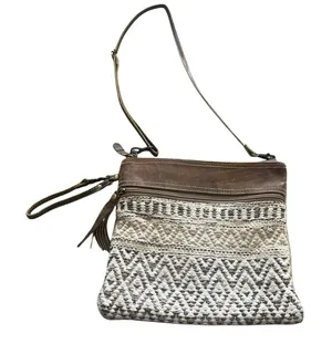 Myra Bag Contentment‎ 100% Cotton Leather Boho Crossbody Bag Purse thumbnail 1