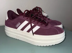 Adidas VL Court Bold Platform Sneakers Burgundy White NWT Size 5 thumbnail 1