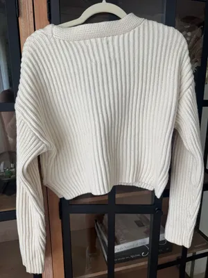 Abercrombie merino wool cardigan sweater ribbed cropped button down knit thumbnail 5