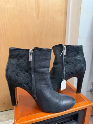 Coach Hanni Black Signature Embossed Booties - Side Zipper Closure. Size: 9.5 thumbnail 2
